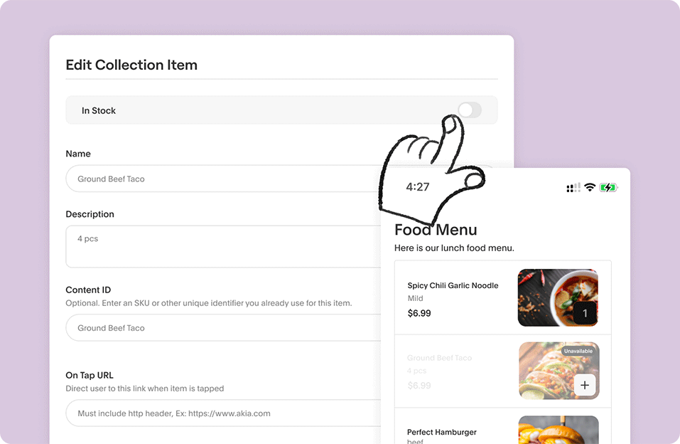 Mark Items out of stock in the Mini App. | Akia